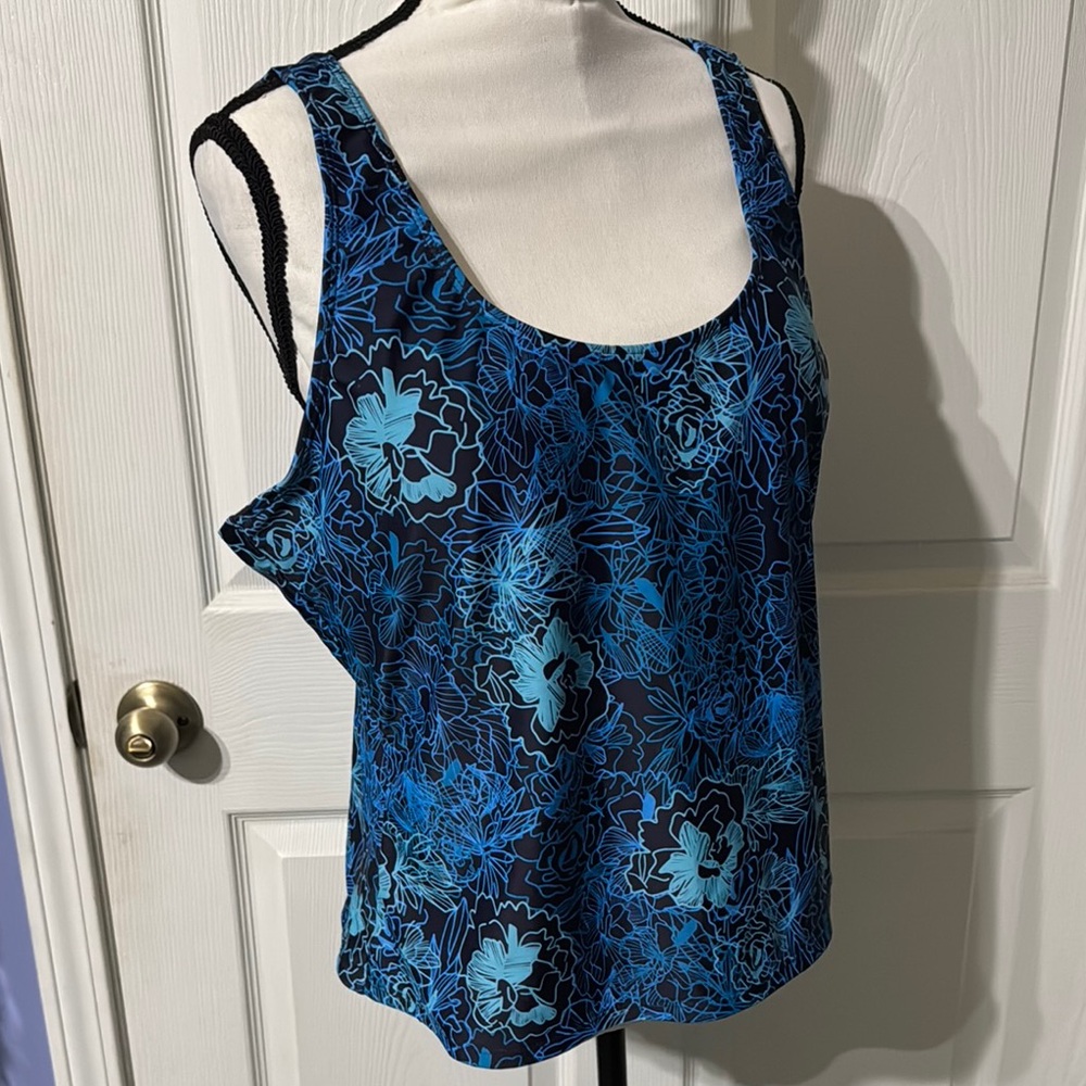 Floral Blue Swim Top Size 24